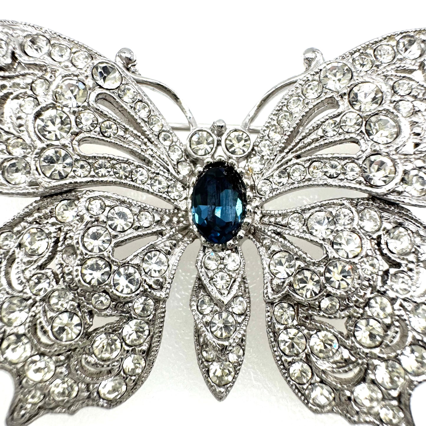 Attwood and Sawyer Open Work Swarovski Crystal Butterfly Brooch