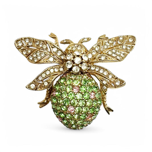 Ciner 1892 Centenary 18ct Gold Plated Swarovski Crystal Bee Brooch 100th Anniversary