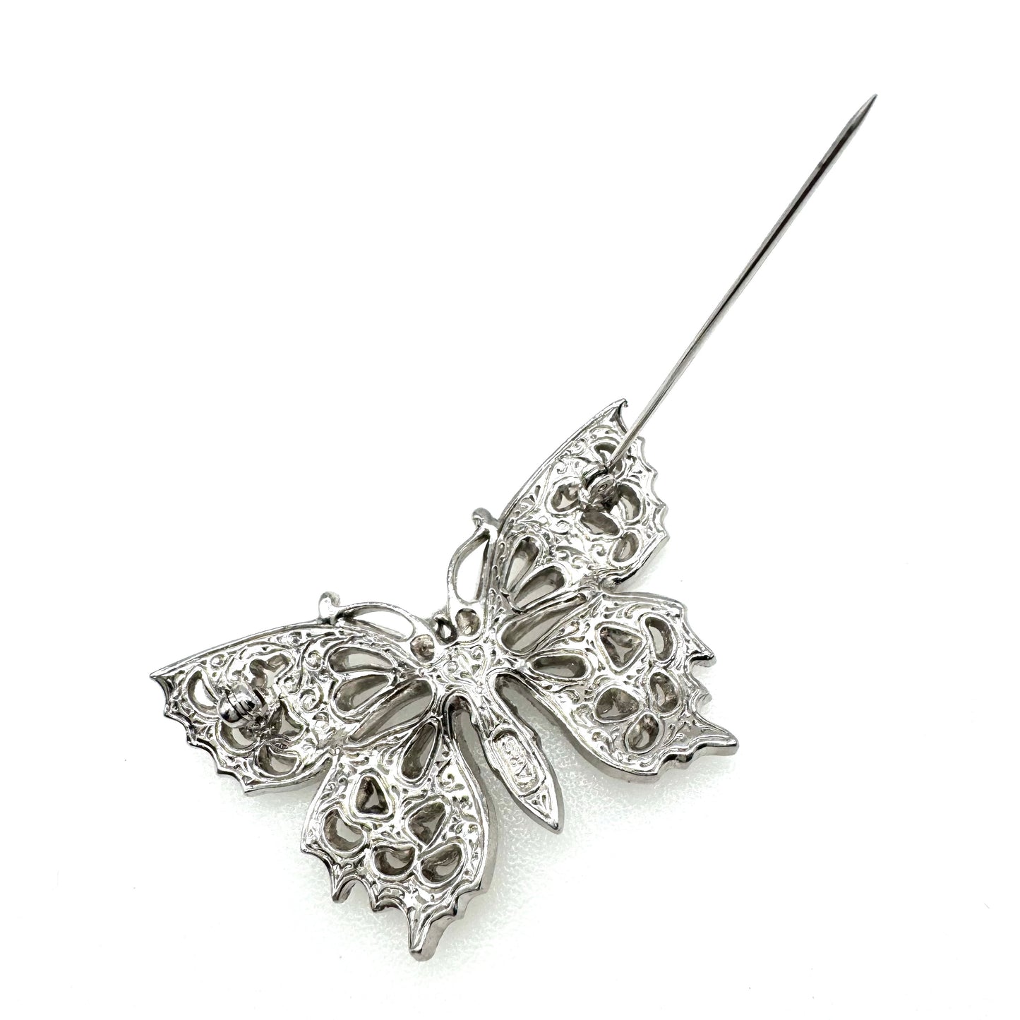 Attwood and Sawyer Open Work Swarovski Crystal Butterfly Brooch