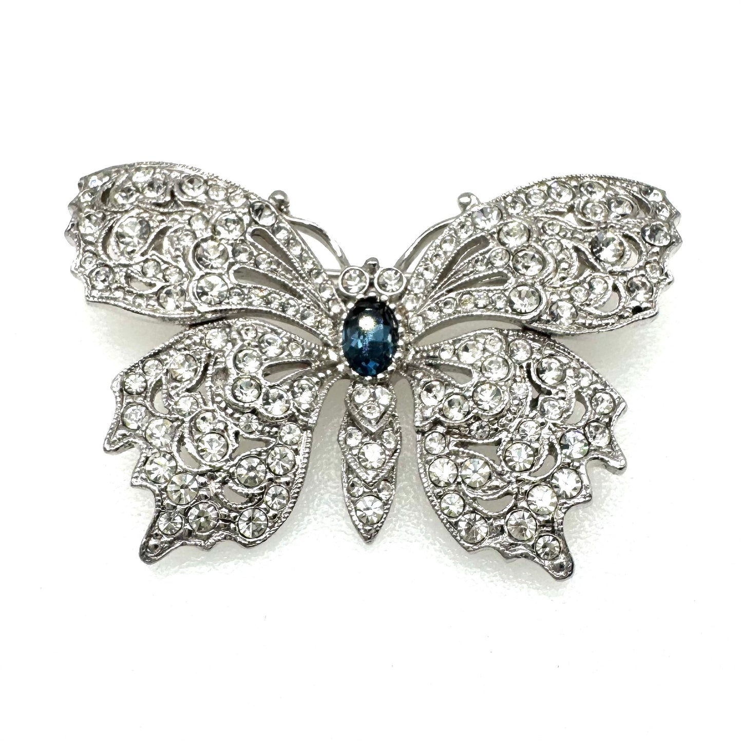 Attwood and Sawyer Open Work Swarovski Crystal Butterfly Brooch