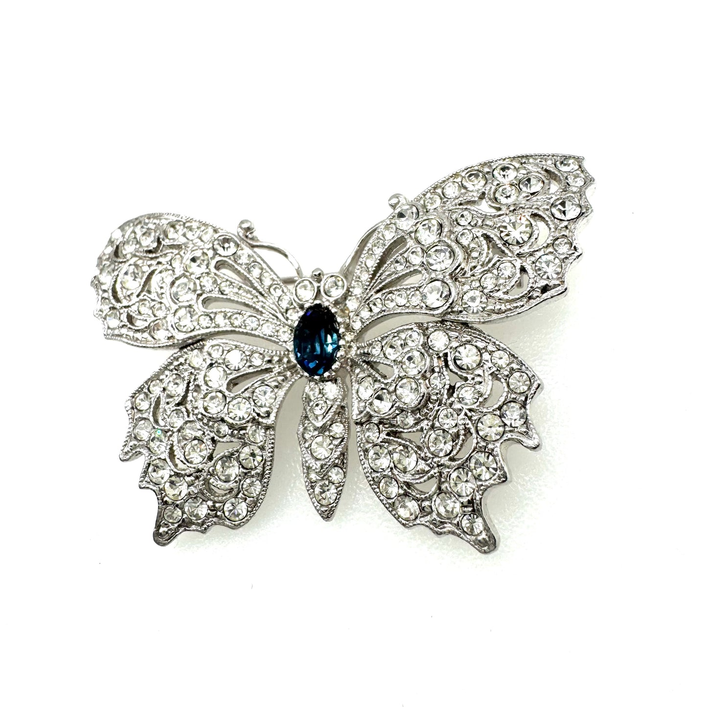 Attwood and Sawyer Open Work Swarovski Crystal Butterfly Brooch