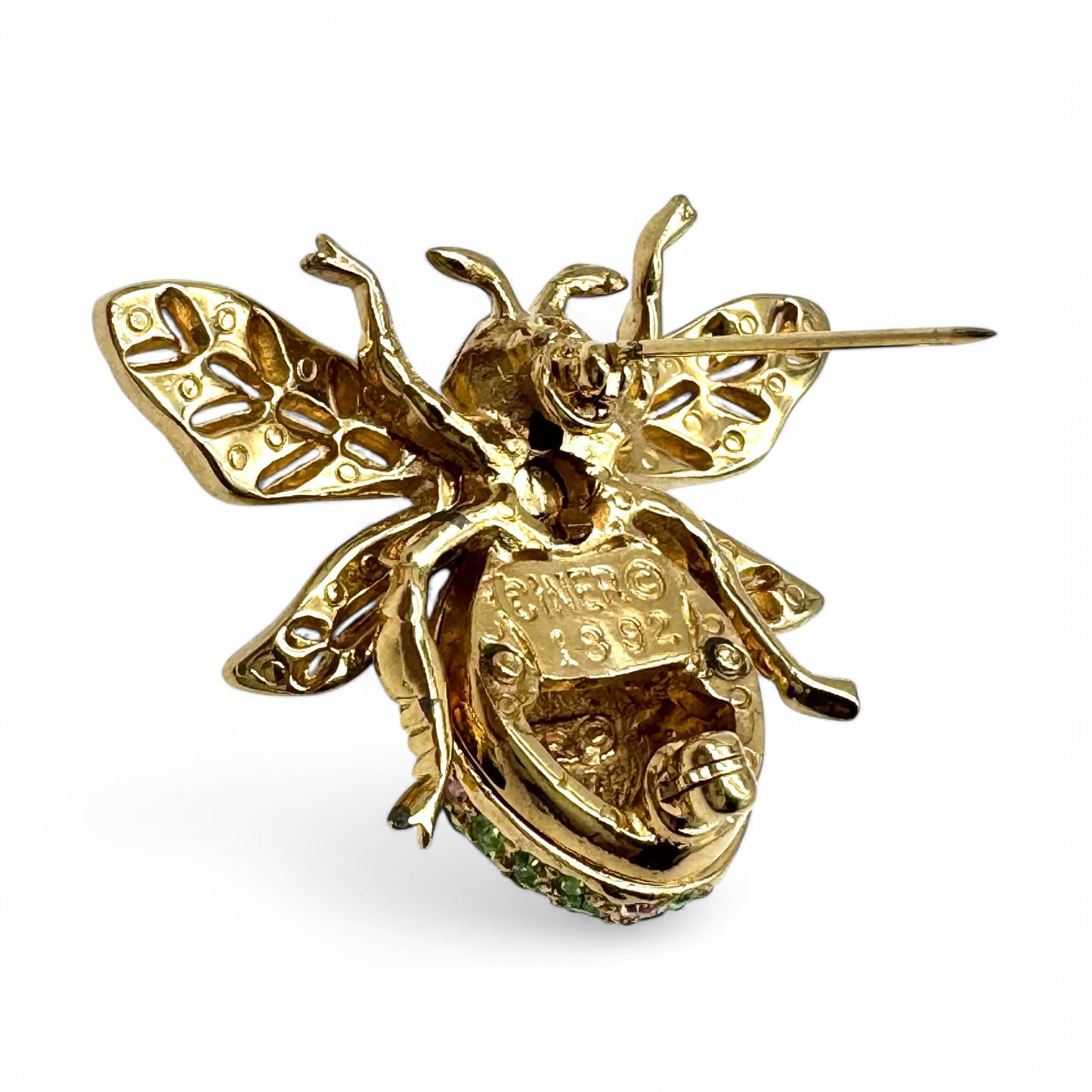 Ciner 1892 Centenary 18ct Gold Plated Swarovski Crystal Bee Brooch 100th Anniversary