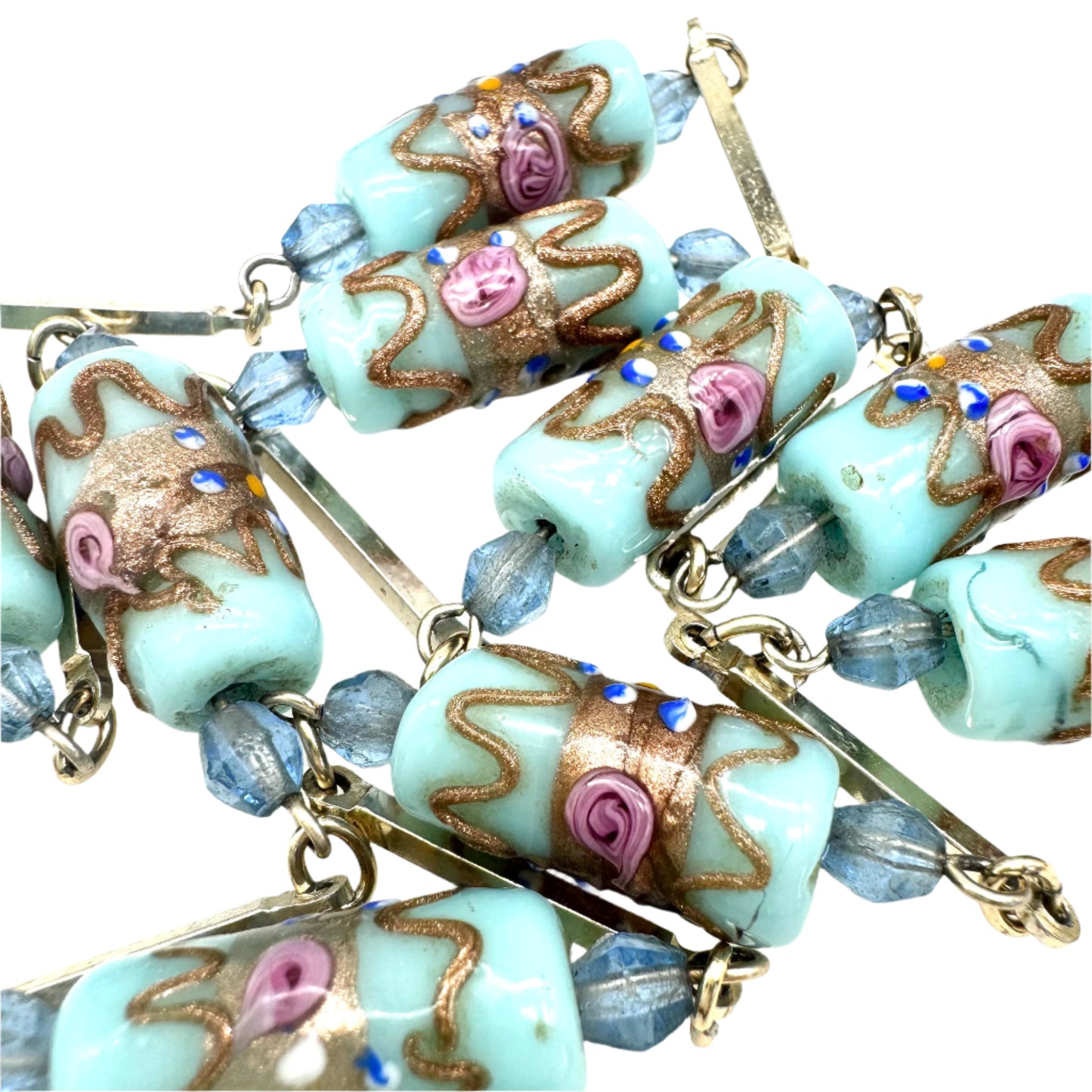 Collier Art Déco en Verre Vénitien Gâteau de Mariage