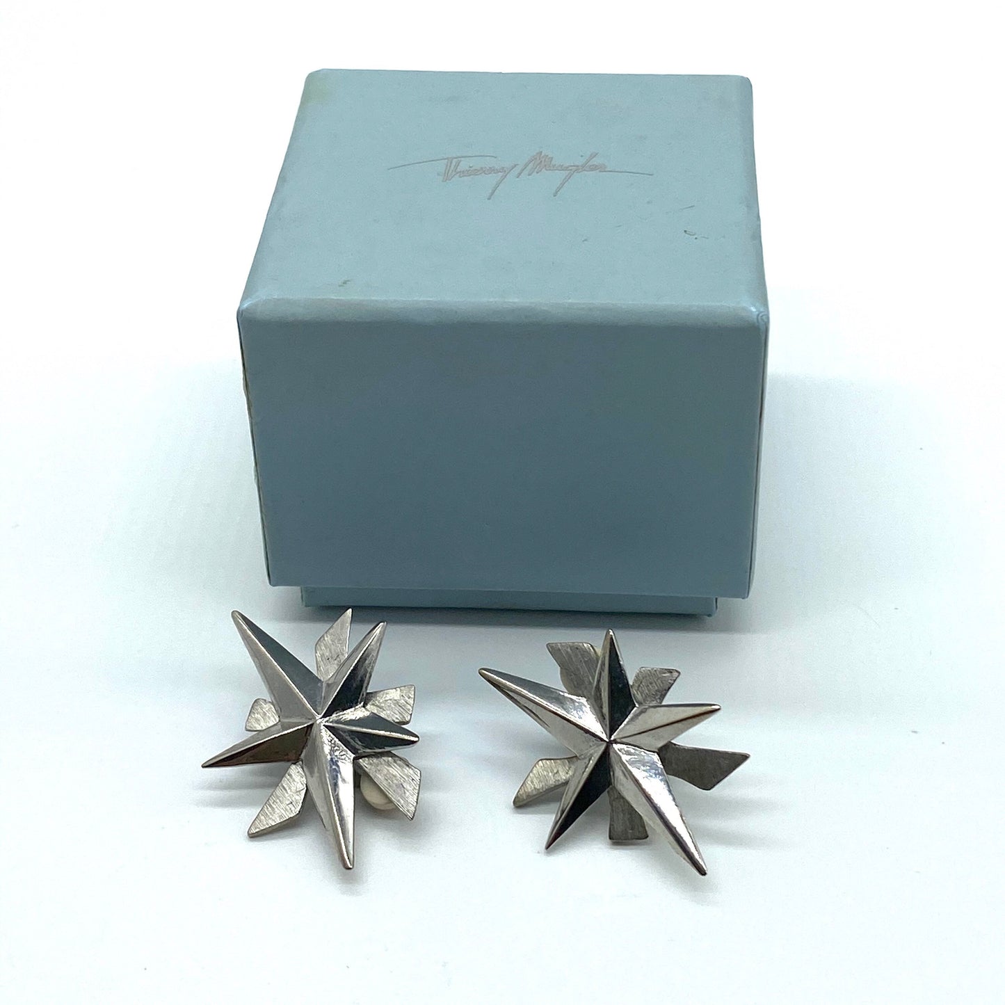 Thierry Mugler 1980's Star Clip On Earrings in Original Box