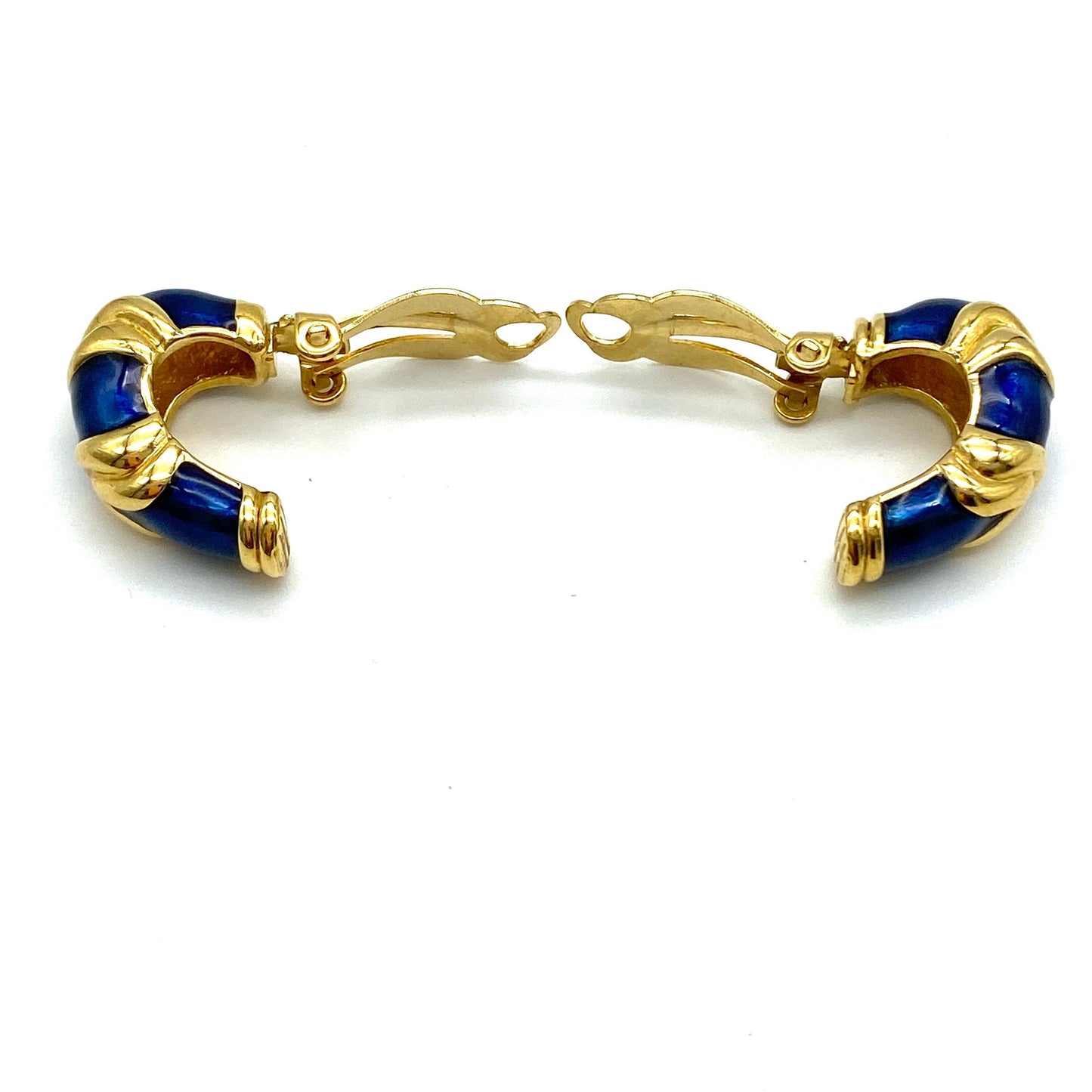 D'Orlan 22ct Gold Plated Blue Enamel Clip On Earrings