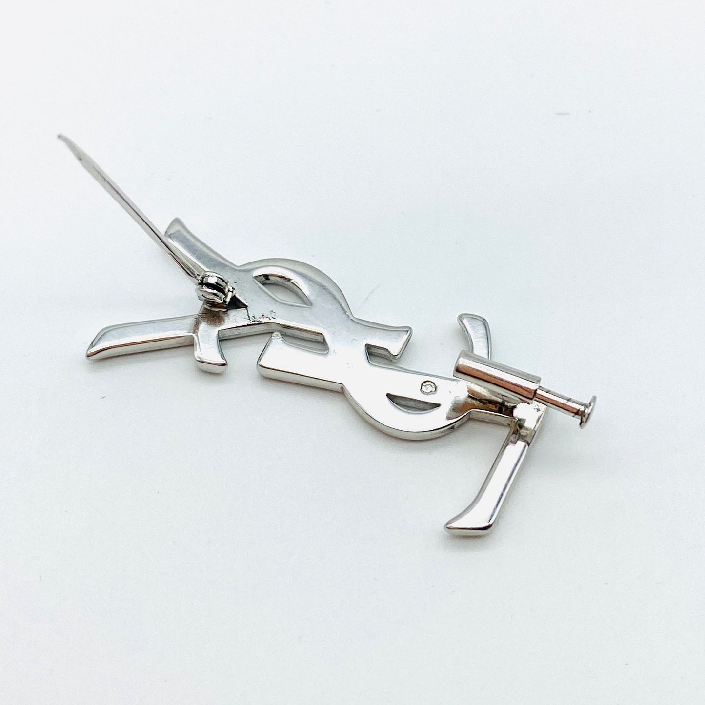 Yves Saint Laurent Sterling Silver Brooch Made In France