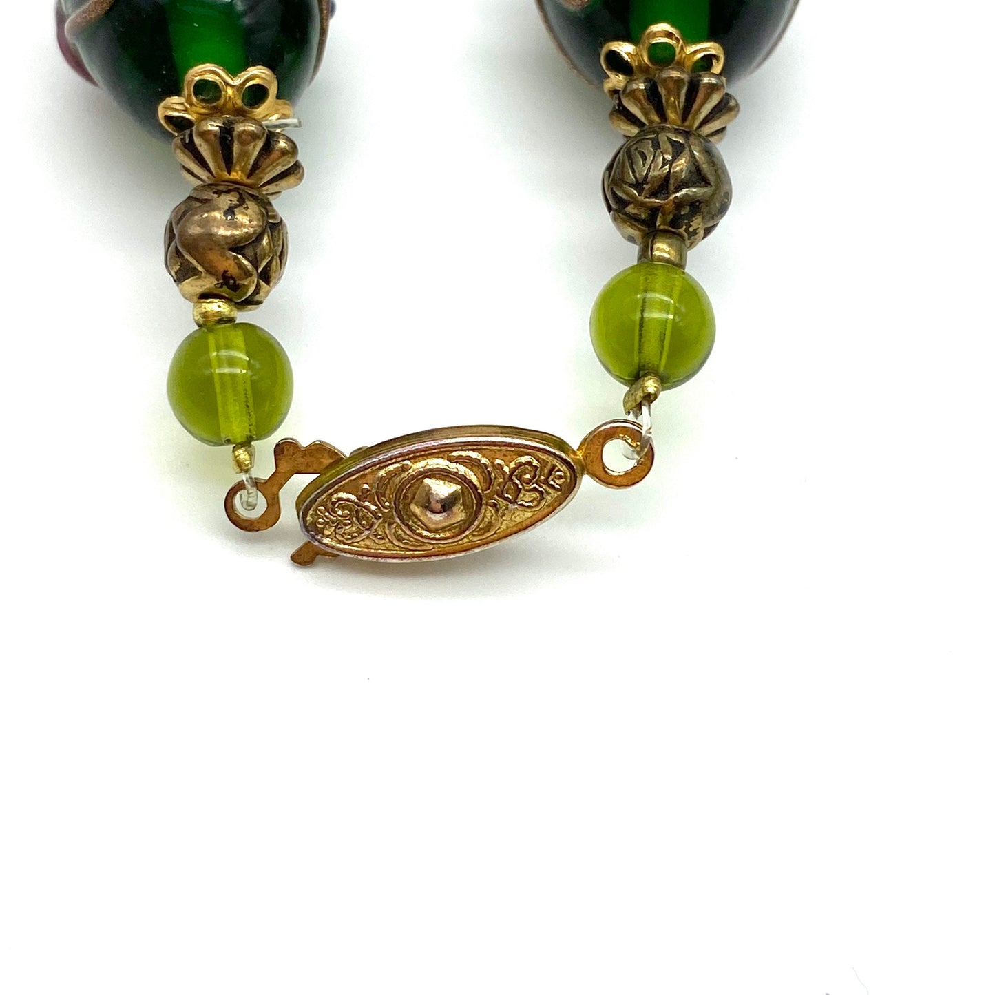 Wedding Cake Green Venetian Glass necklace