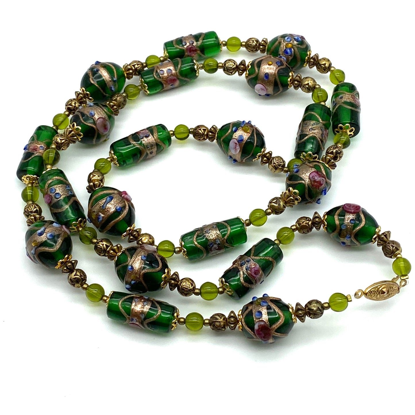 Wedding Cake Green Venetian Glass necklace