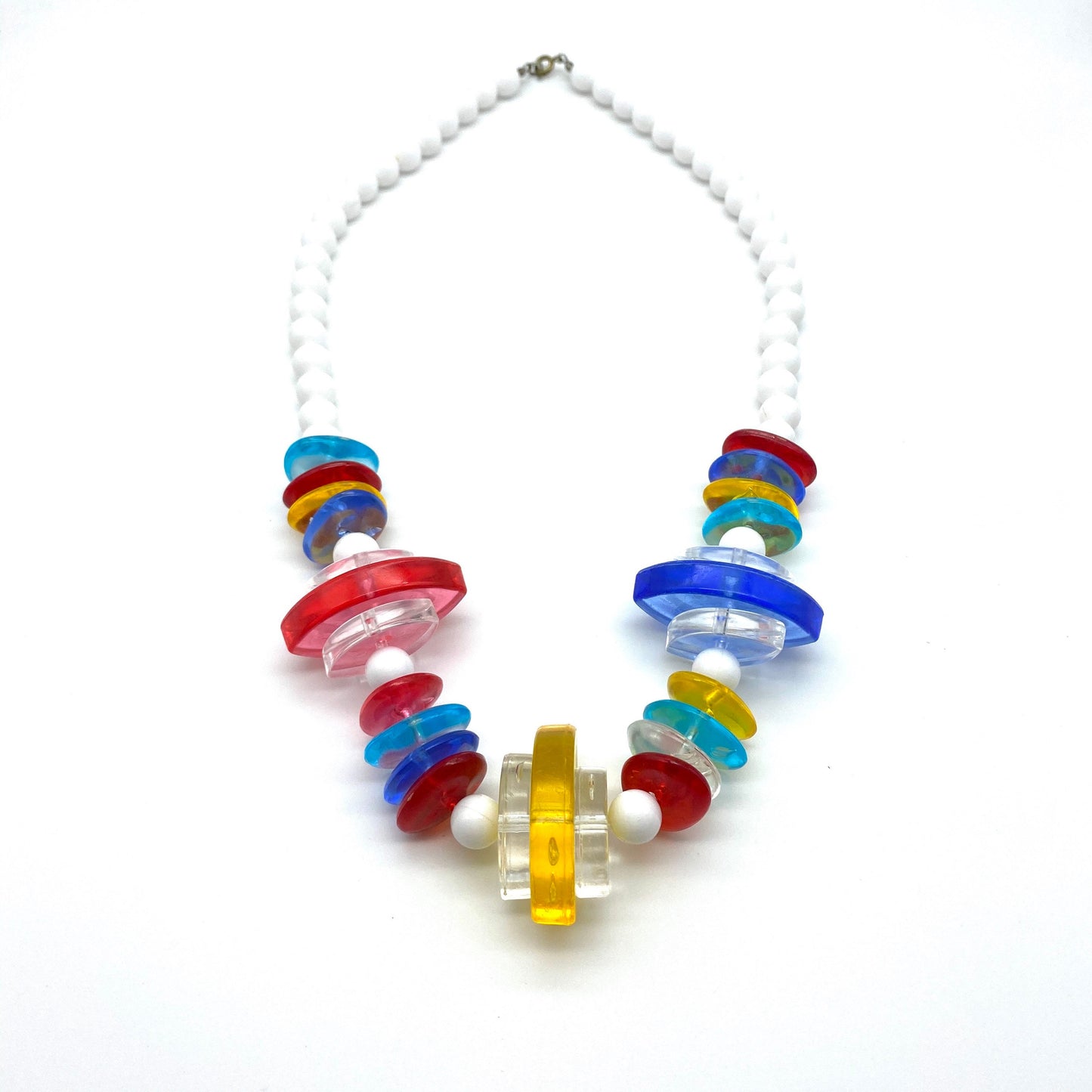 Very Unusual Multi Colour Lucite Multi Shape Bead Necklace