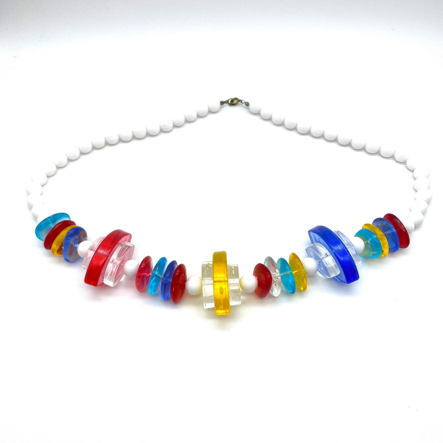 Very Unusual Multi Colour Lucite Multi Shape Bead Necklace