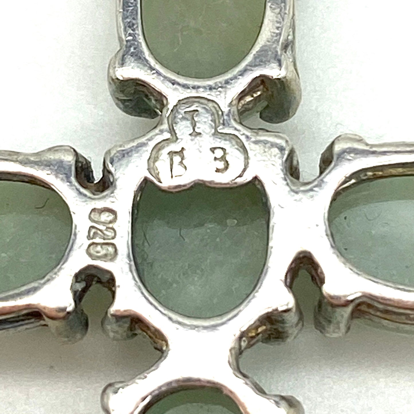 Silver and Jade Oval Cabochon Cross Pendant