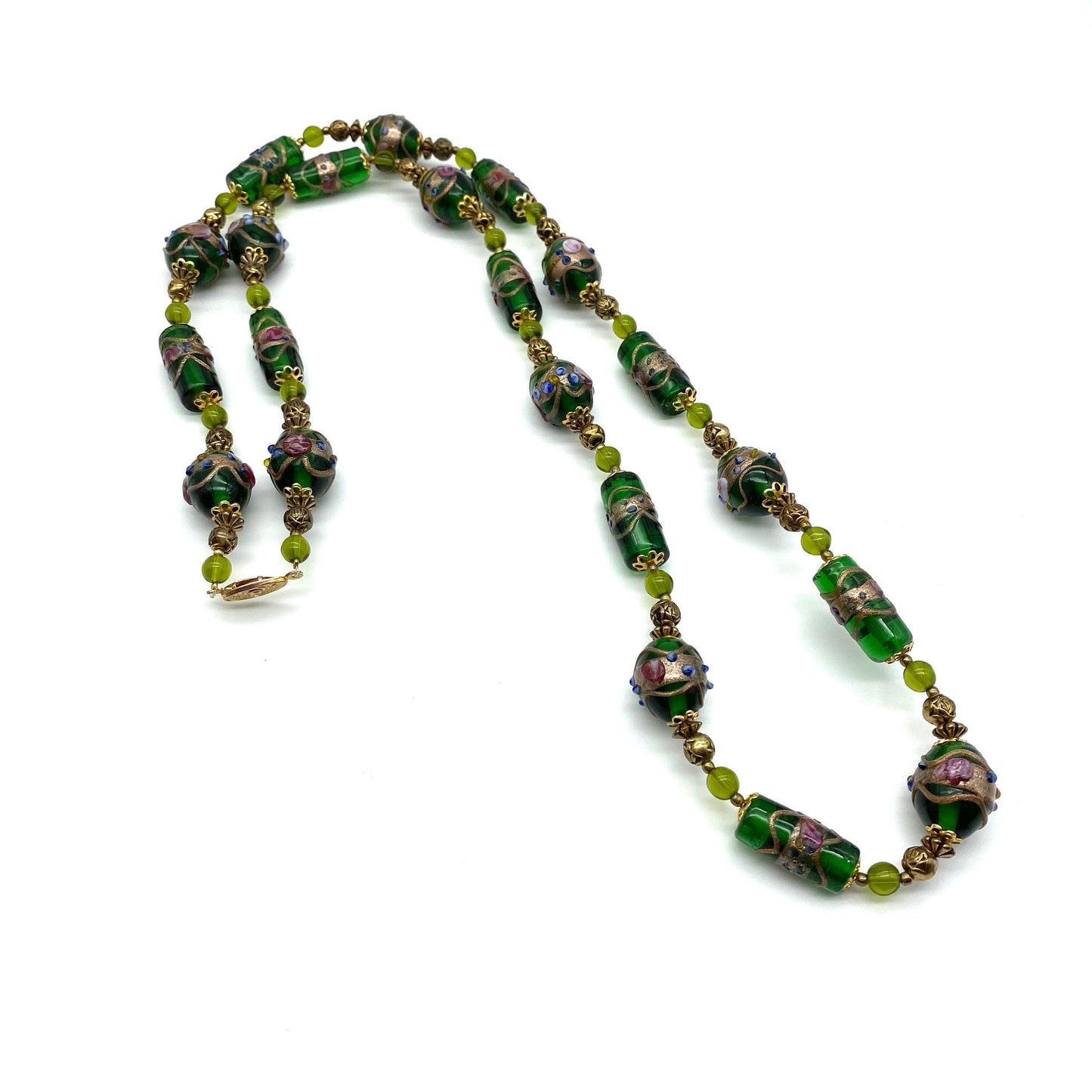 Wedding Cake Green Venetian Glass necklace