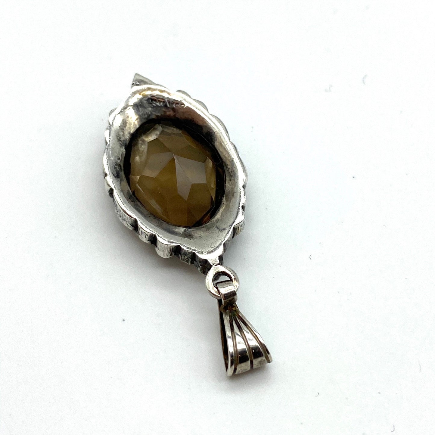 Vintage Smokey Quartz Silver Pendant