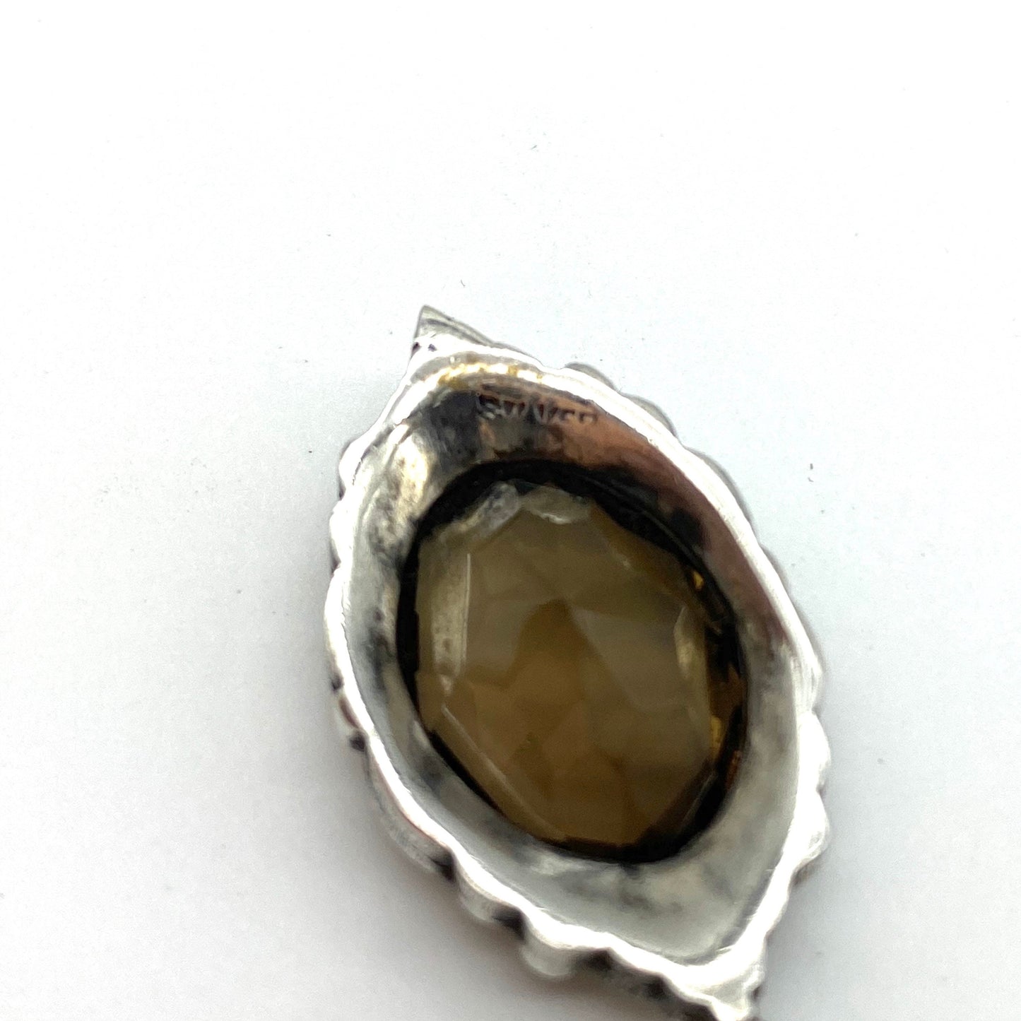 Vintage Smokey Quartz Silver Pendant