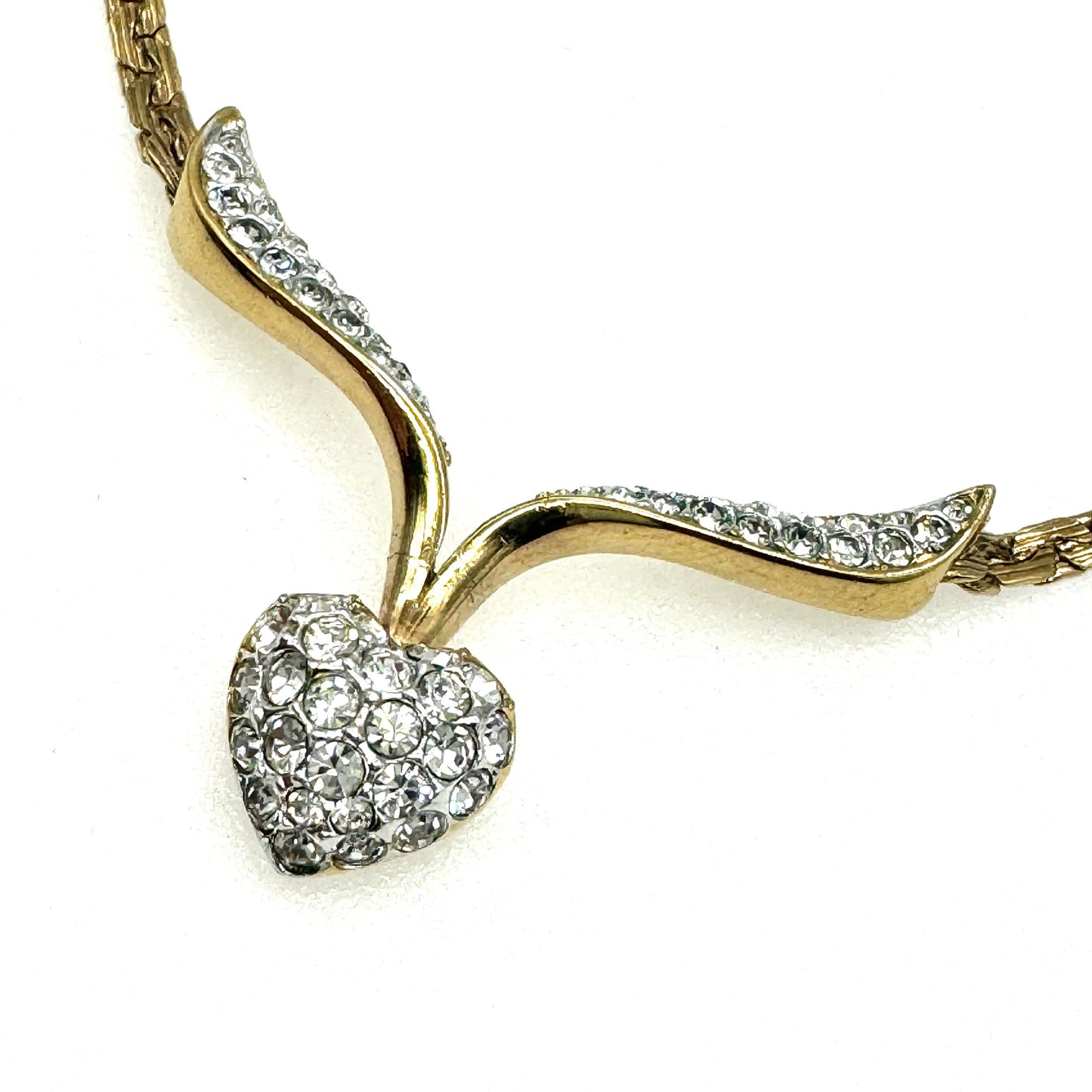 Attwood and Sawyer 22ct Gold Plated Winged Swarovski Crystal Heart Integral Pendant Necklace