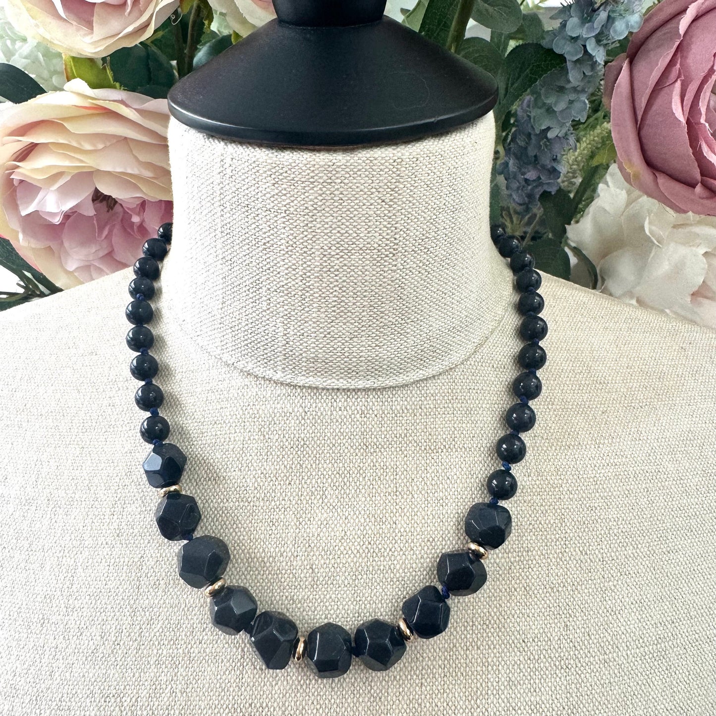 Lola Rose Midnight Blue Hand Knotted Beaded Agate Necklace (Adjustable 45-60cm)