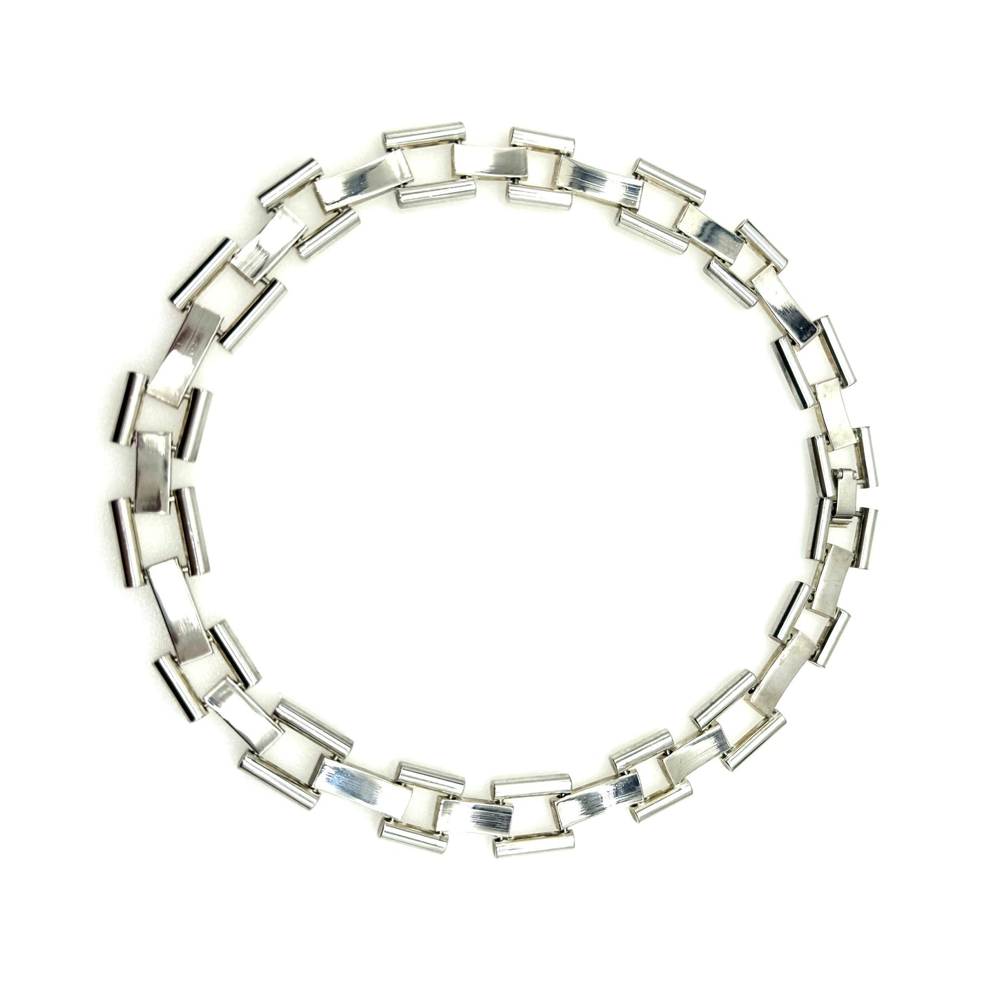 Unsigned Silver Tone Chunky Link Necklace