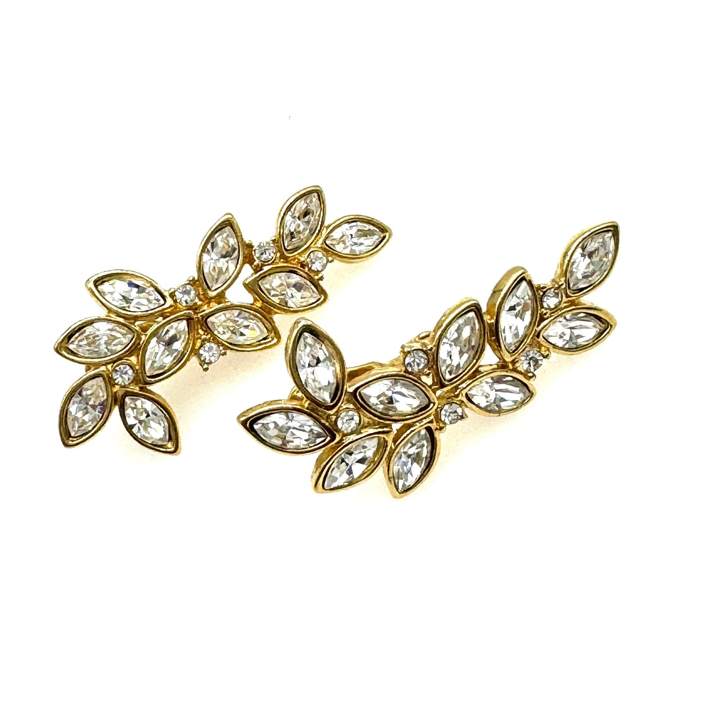 Monet Rigid Drop Marquise Rhinestone Clip On Earrings