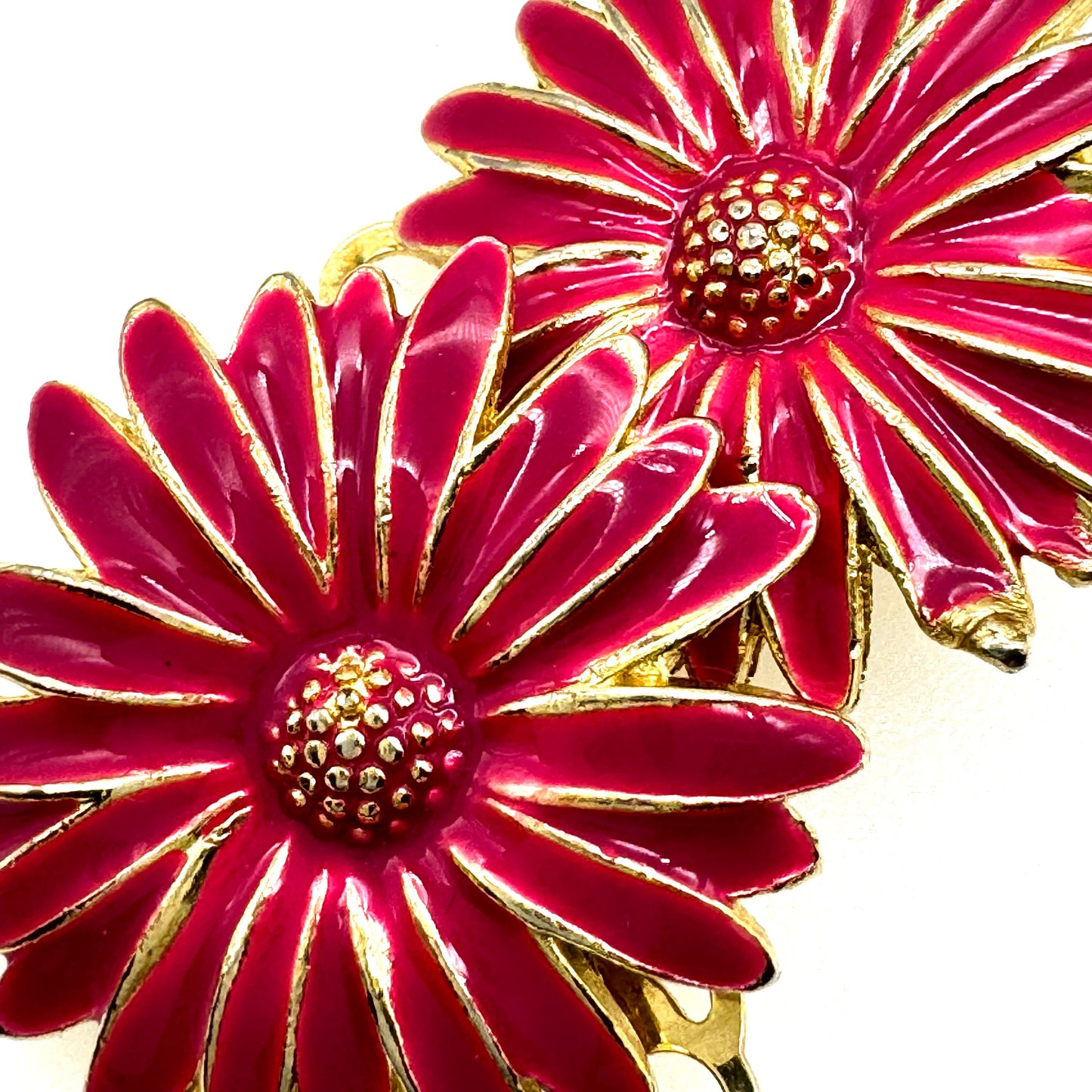 Monet Pink Enamel Daisy Clip On Earrings