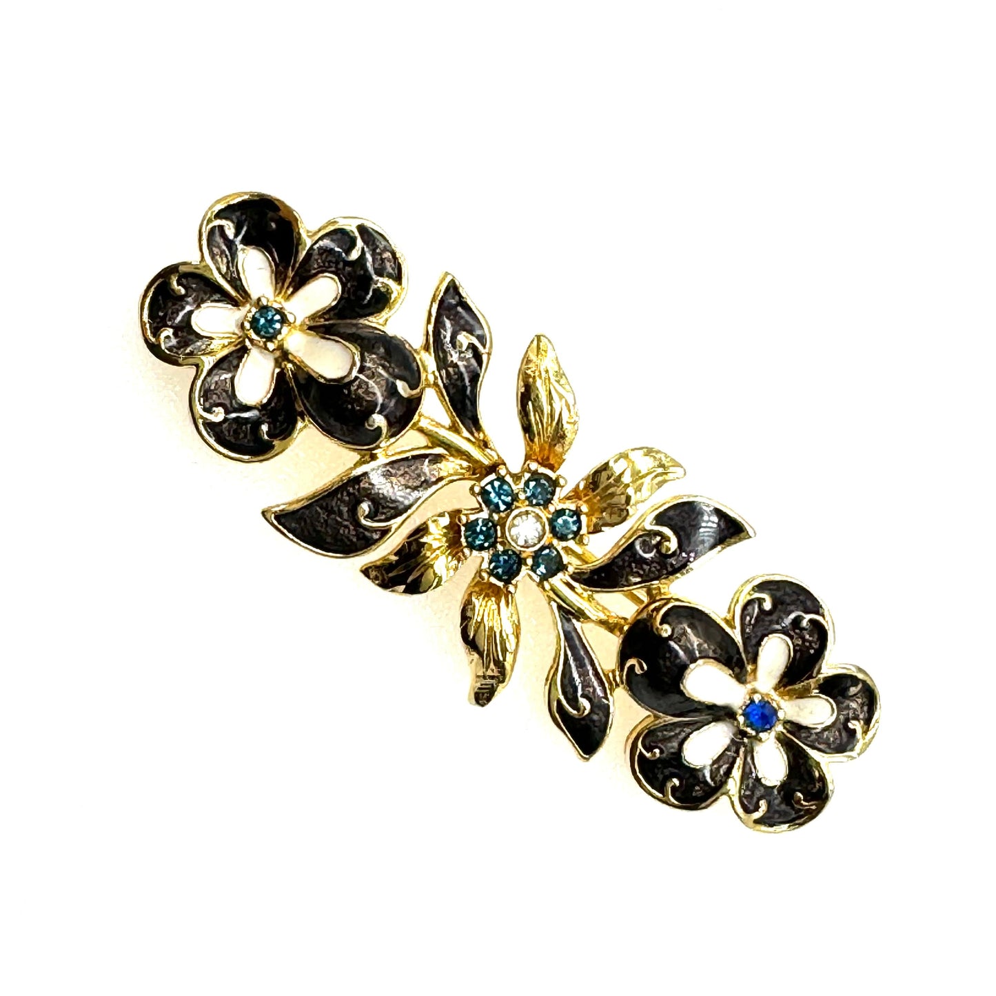 Joan Rivers Floral Enamel and Rhinestone Brooch