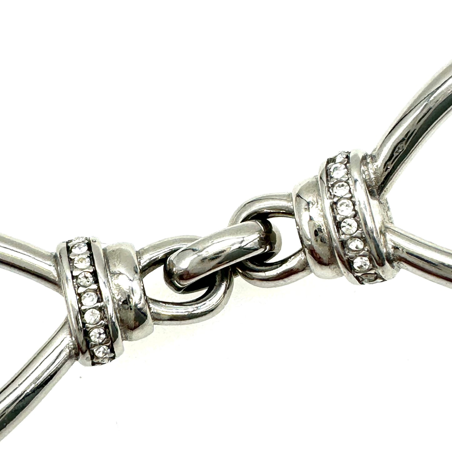 Unsigned Large Chain Link and Rhinestone Bracelet