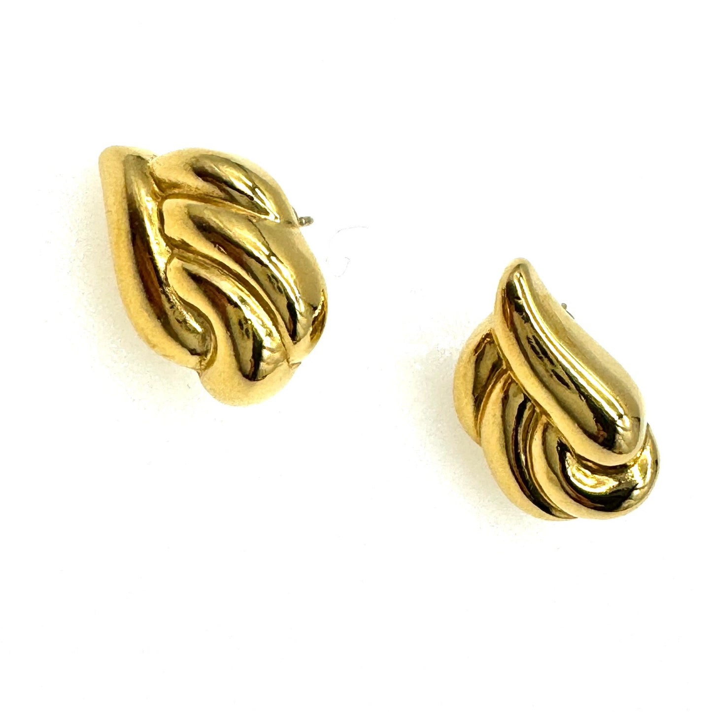 Monet Pierced Gold Plated Modernist Earrings