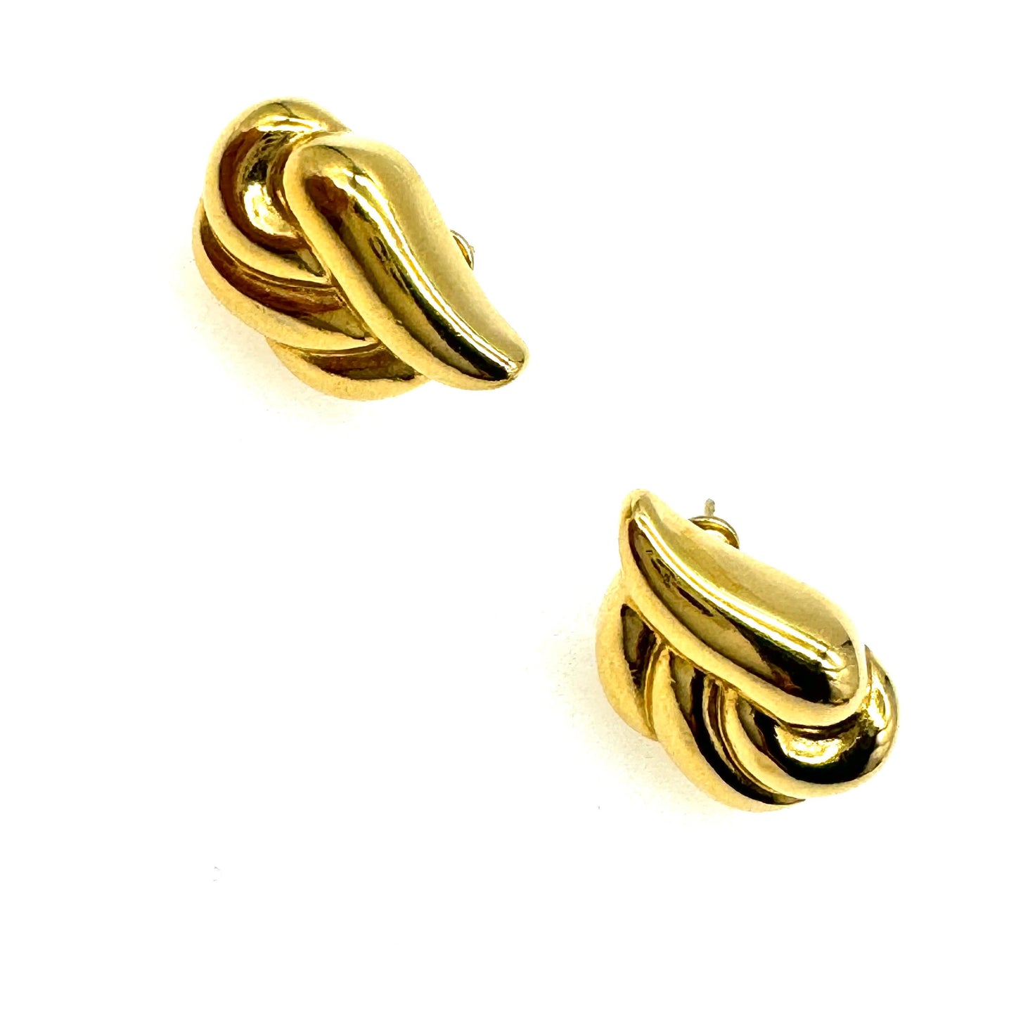 Monet Pierced Gold Plated Modernist Earrings