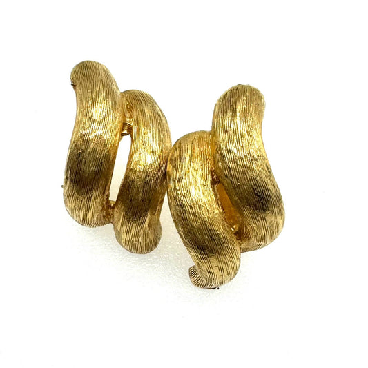 Napier Textured Wave Screw Back Clip On Earrings