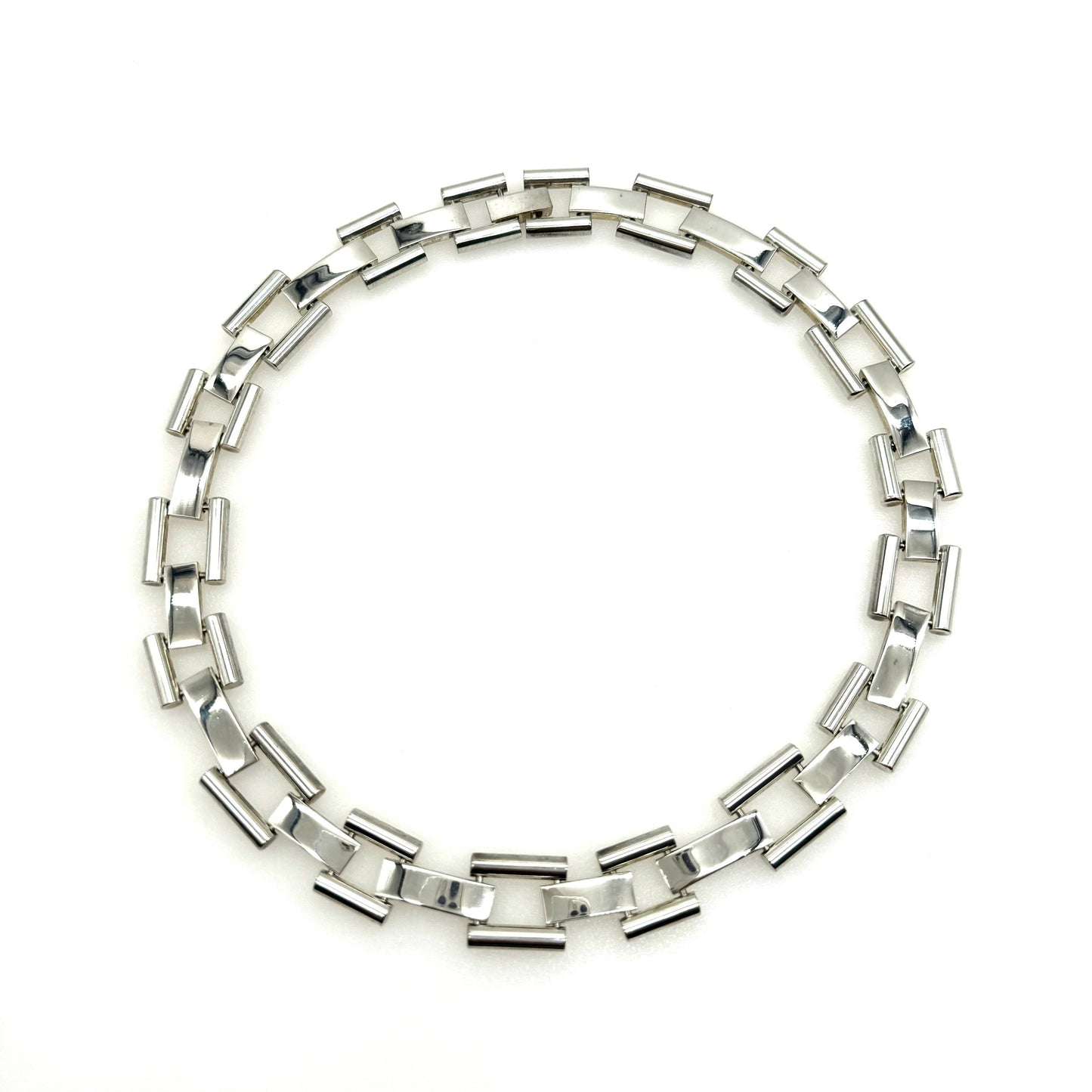 Unsigned Silver Tone Chunky Link Necklace