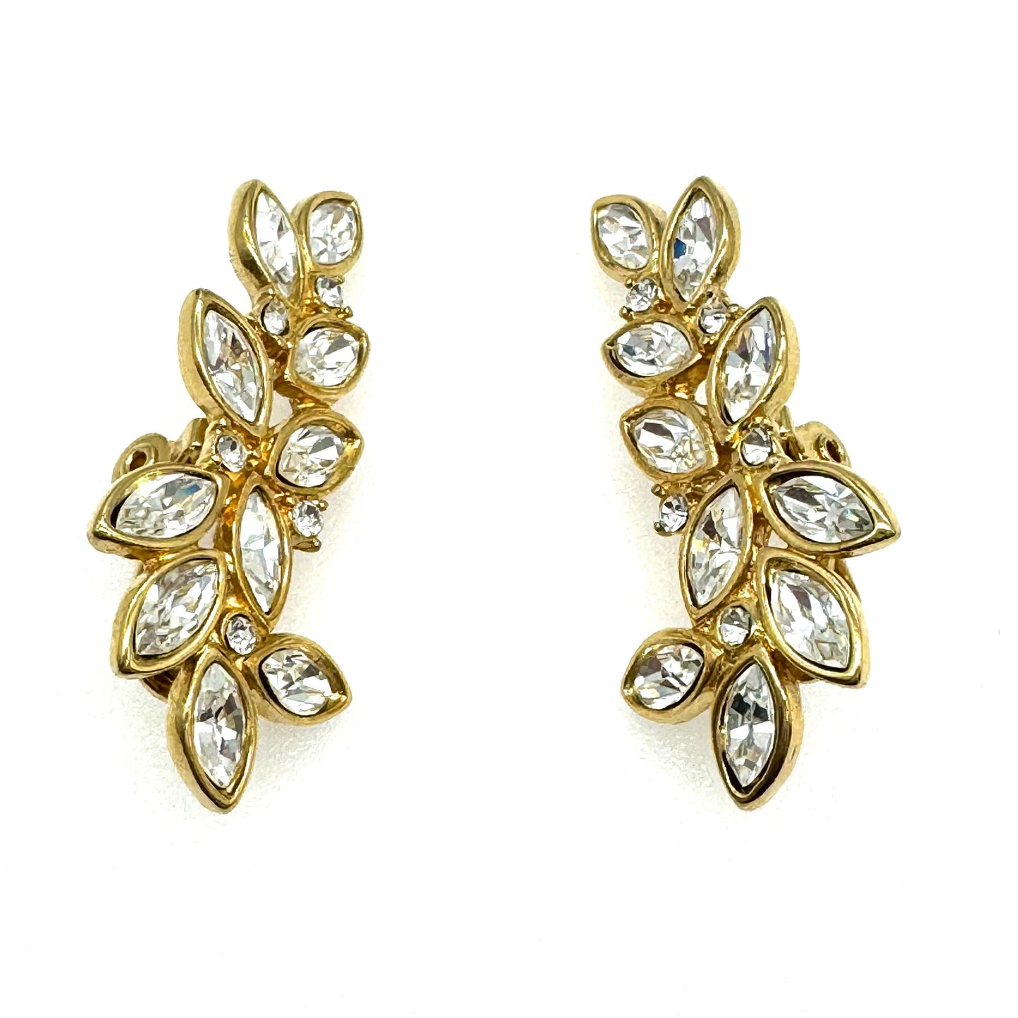 Monet Rigid Drop Marquise Rhinestone Clip On Earrings