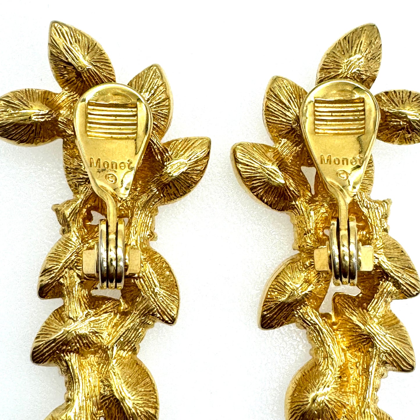 Monet Rigid Drop Marquise Rhinestone Clip On Earrings