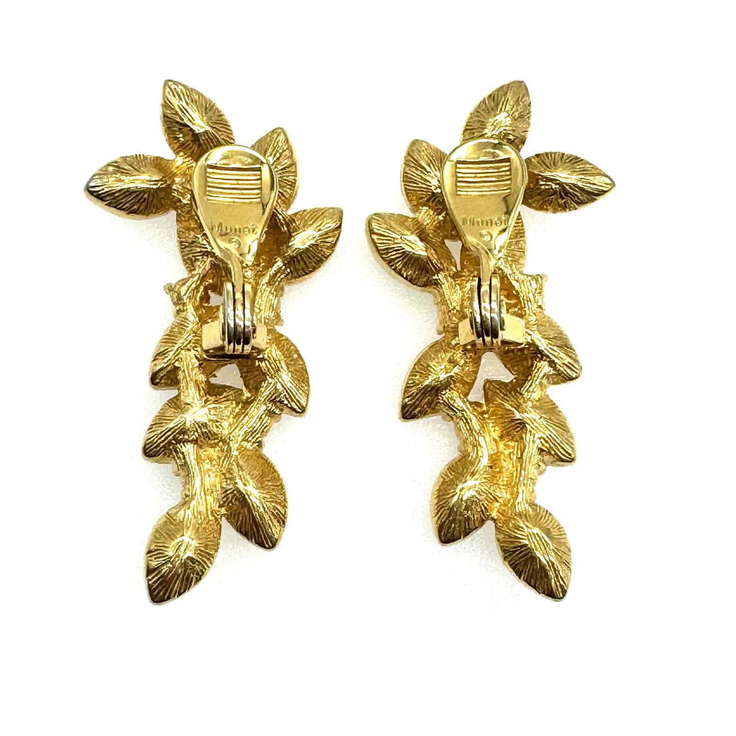 Monet Rigid Drop Marquise Rhinestone Clip On Earrings