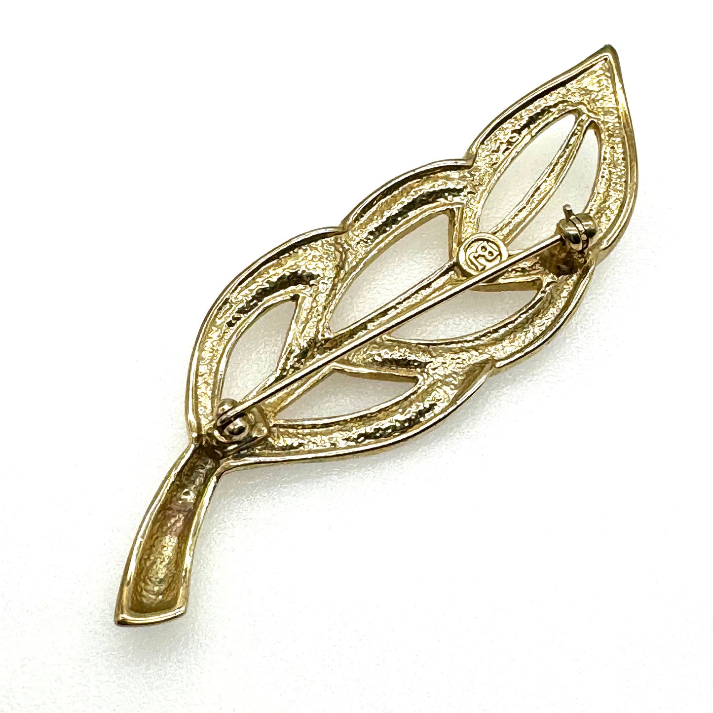 BJ 'Beatrix Jewelry' Openwork Rhinestone Stylised Leaf Brooch