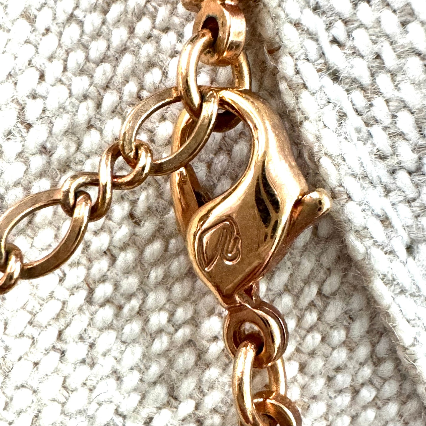 Swarovski (Swan Hallmark) Geometric Crystal Rose Gold Tone Plated Pendant on Skinny Woven Double Cord Tan Choker