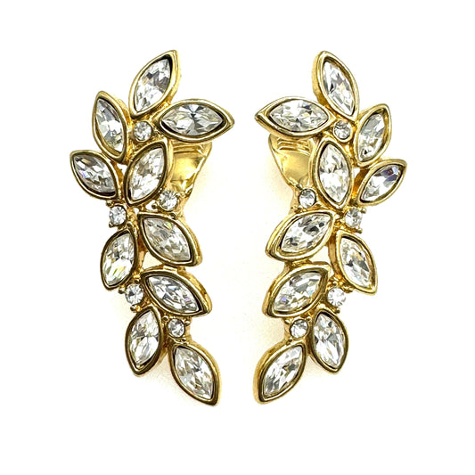 Monet Rigid Drop Marquise Rhinestone Clip On Earrings