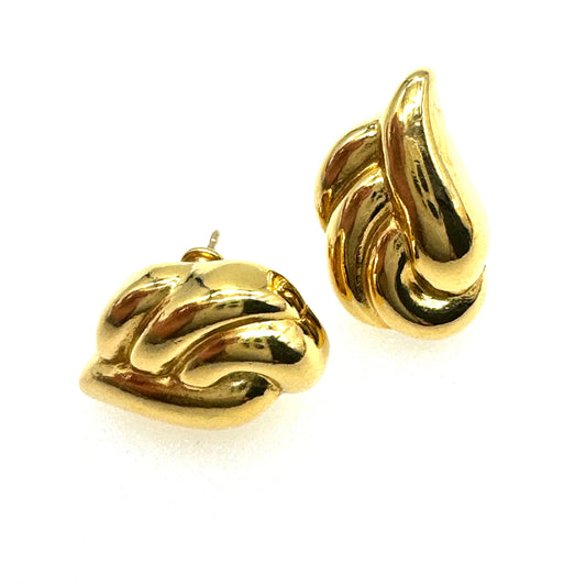 Monet Pierced Gold Plated Modernist Earrings