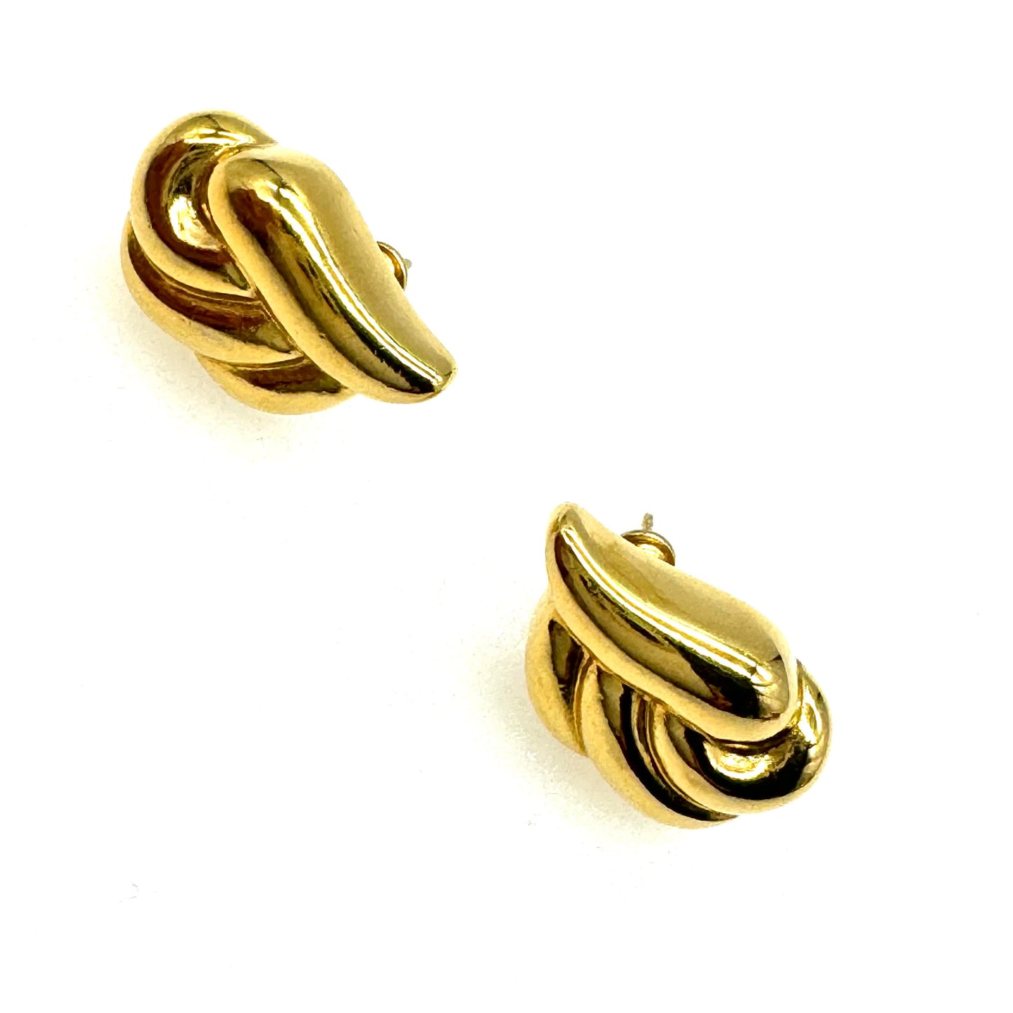 Monet Pierced Gold Plated Modernist Earrings