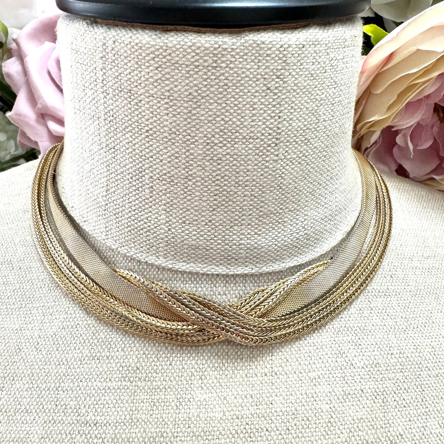 Grosse 1960 Made In Germany Four Strand Mesh and Chain Necklace with Extender