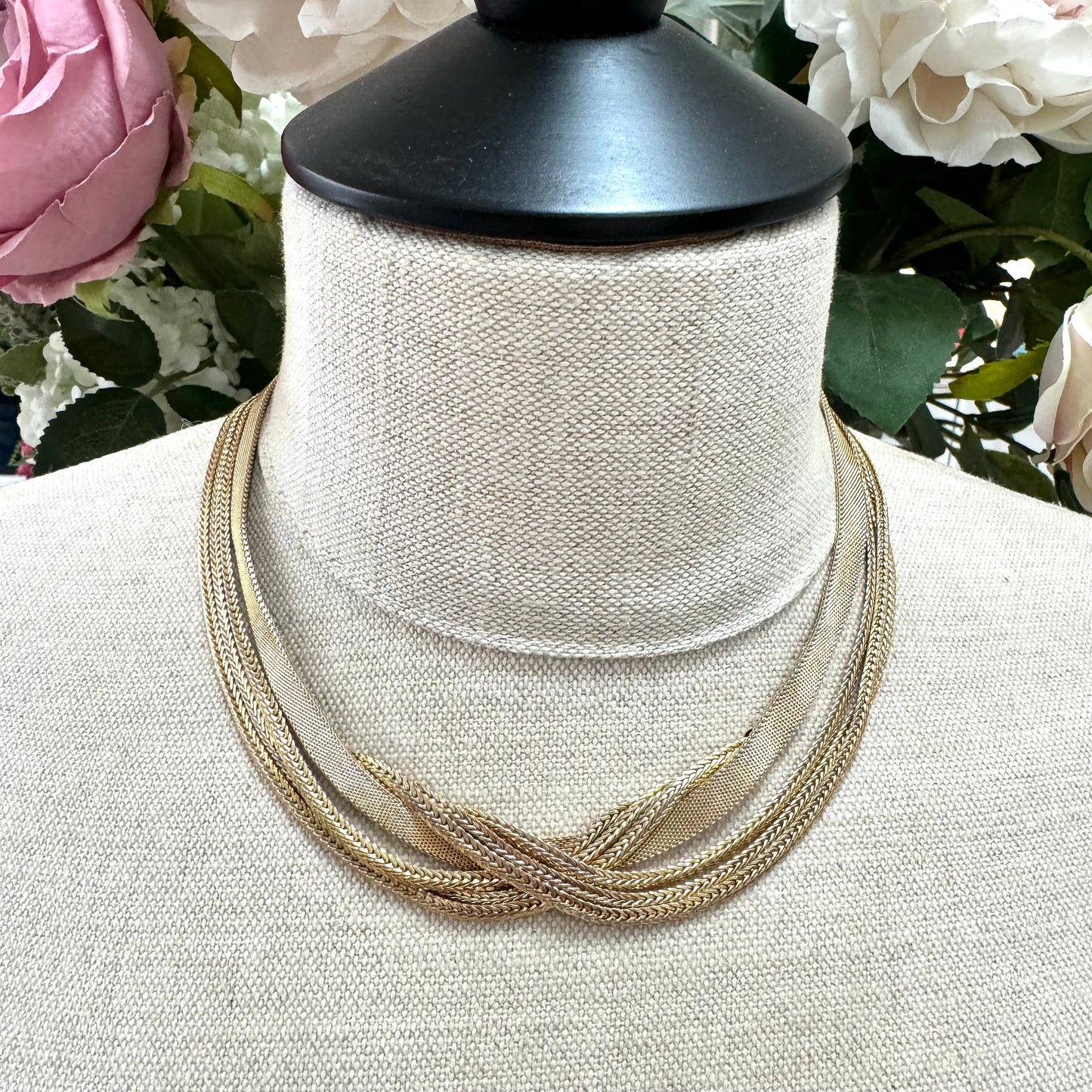 Grosse 1960 Made In Germany Four Strand Mesh and Chain Necklace with Extender