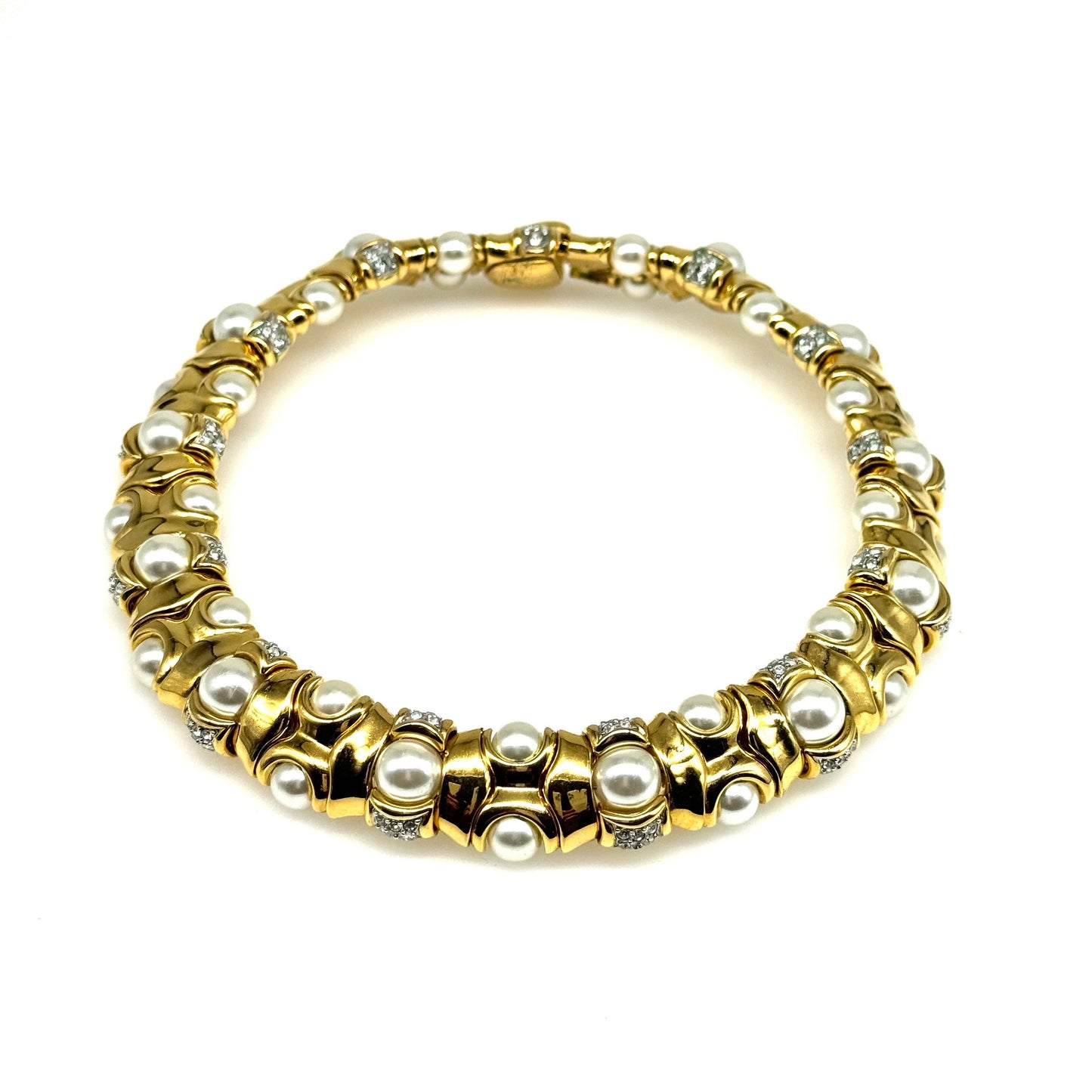 Faux Pearl and Swarovski Crystal Gold Plated Choker