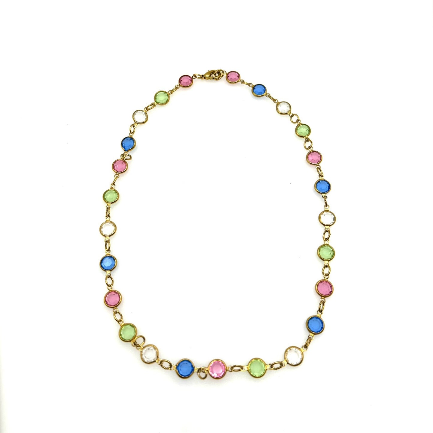 Bezel Set Multi Colour Faceted Crystal Necklace