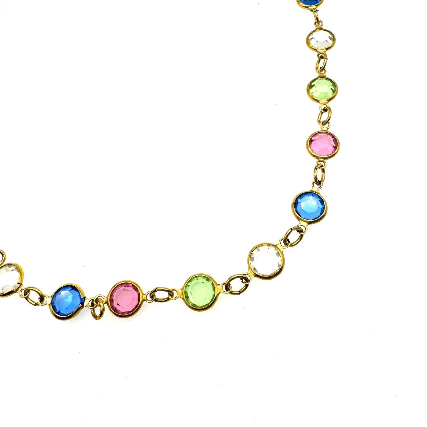 Bezel Set Multi Colour Faceted Crystal Necklace