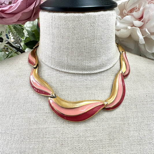 Napier Graduated Wave Link Enamel Necklace