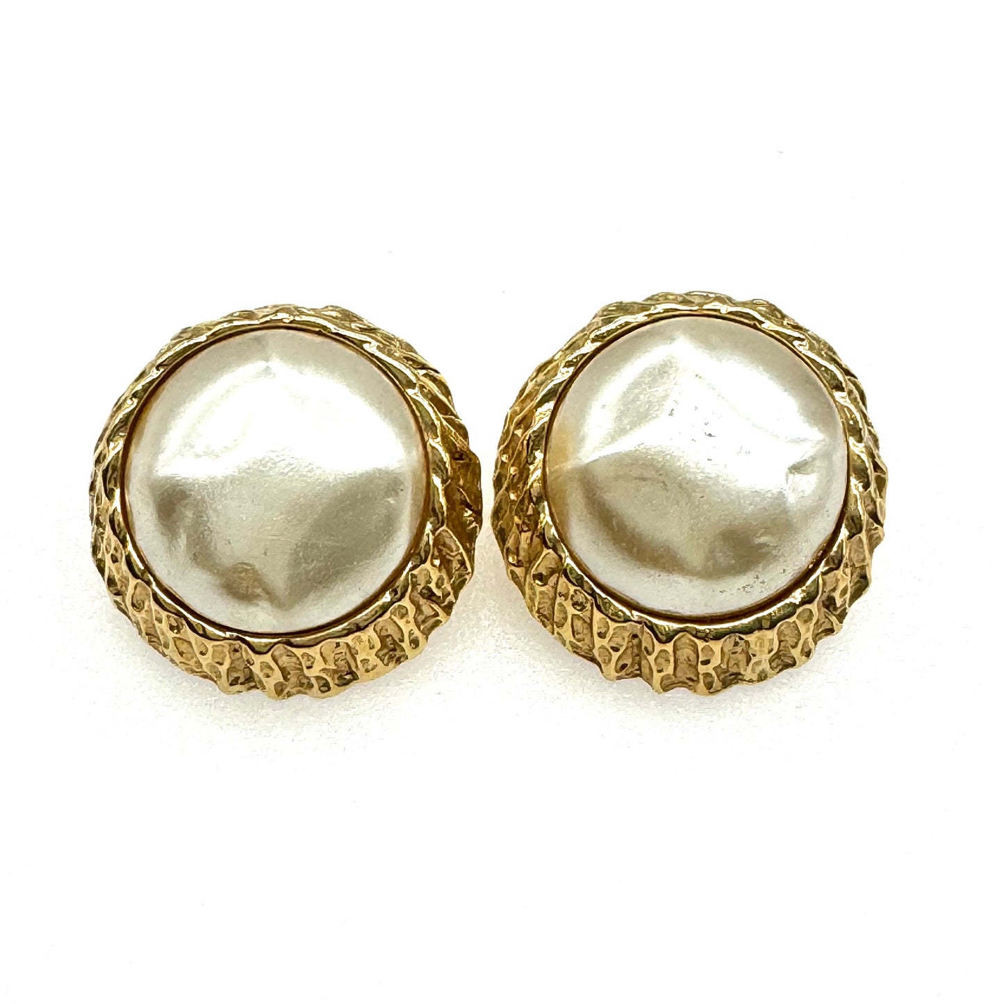 Signed SC® Faux Baroque Pearl Pierced Earrings