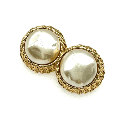 Signed SC® Faux Baroque Pearl Pierced Earrings