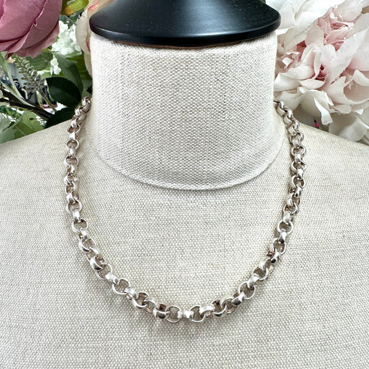 925 Chunky Silver Belcher / Rolo with T Bar Clasp 49cm Necklace 70.7g