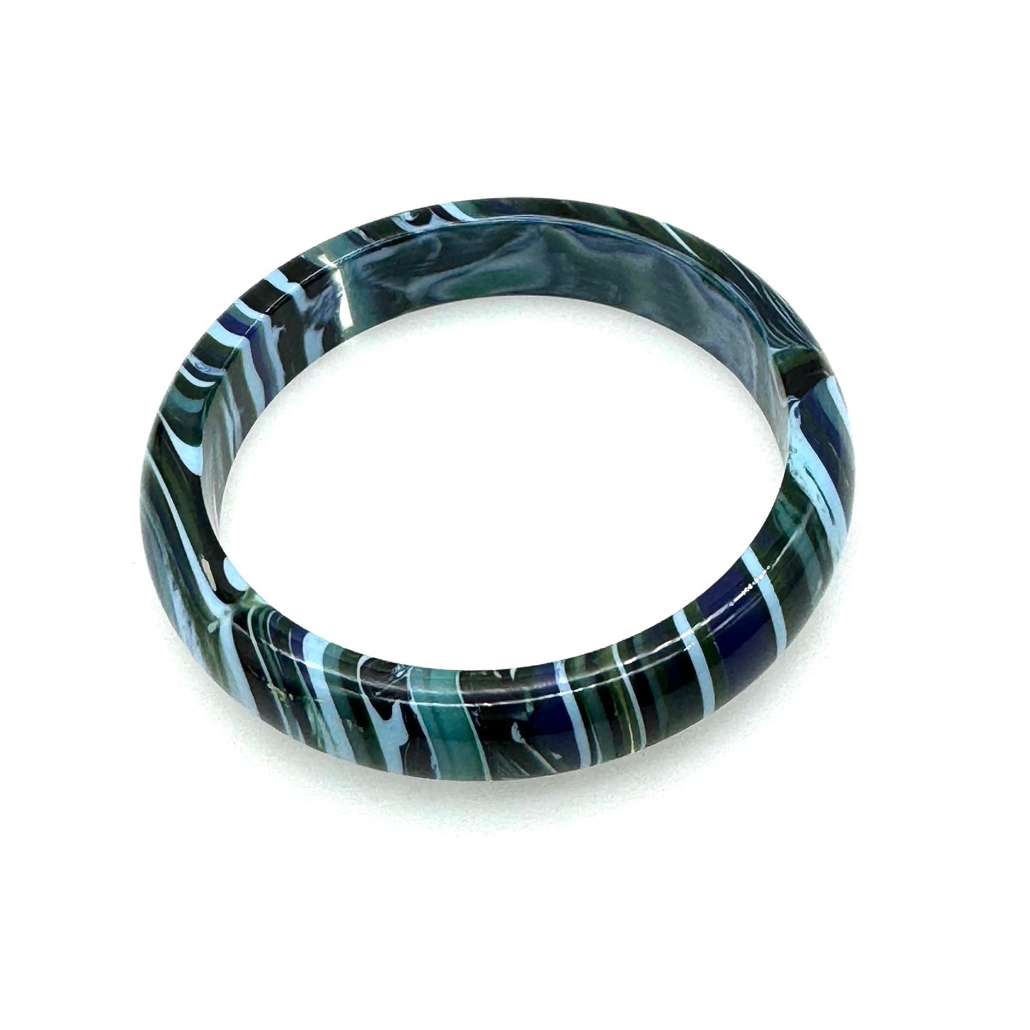 Signed Carlos Sobral Jackie Brazil Striped Blue Green Resin Bangle