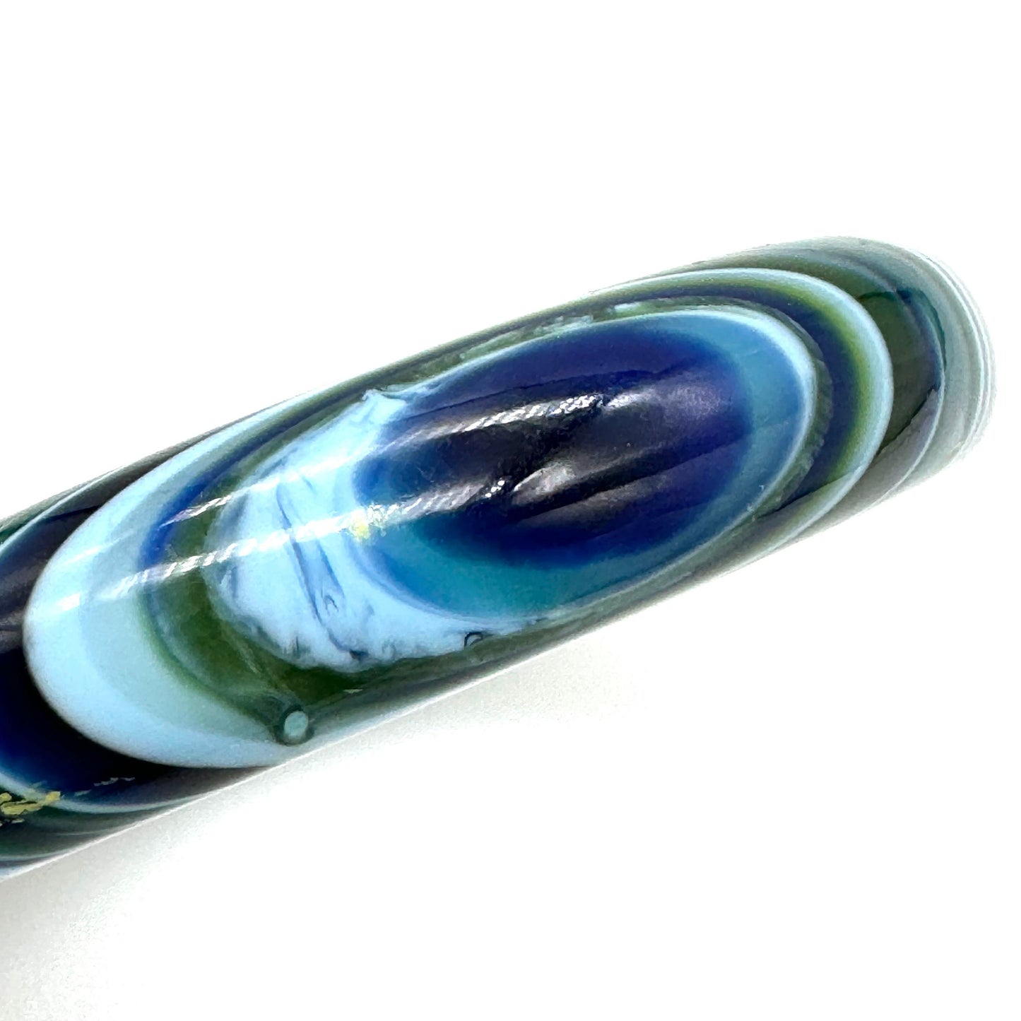 Signed Carlos Sobral Jackie Brazil Striped Blue Green Resin Bangle