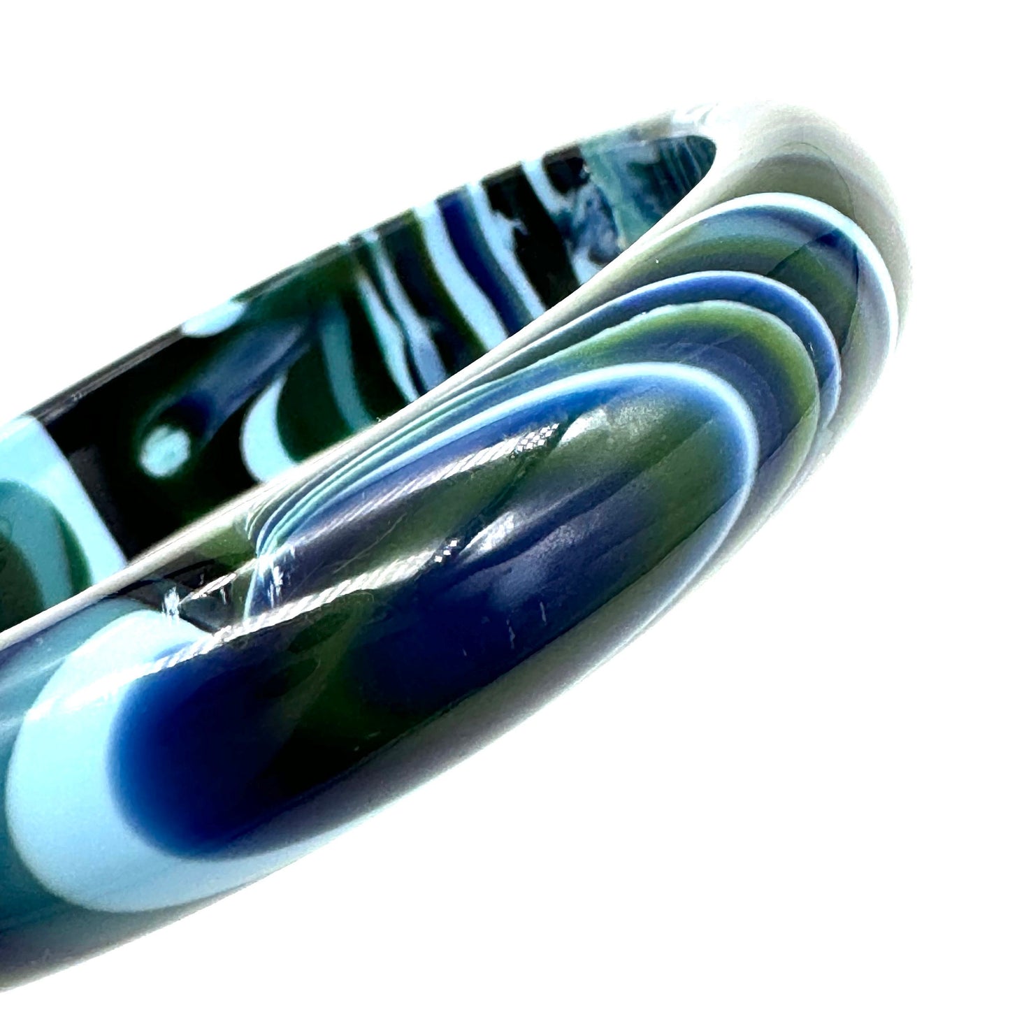 Signed Carlos Sobral Jackie Brazil Striped Blue Green Resin Bangle