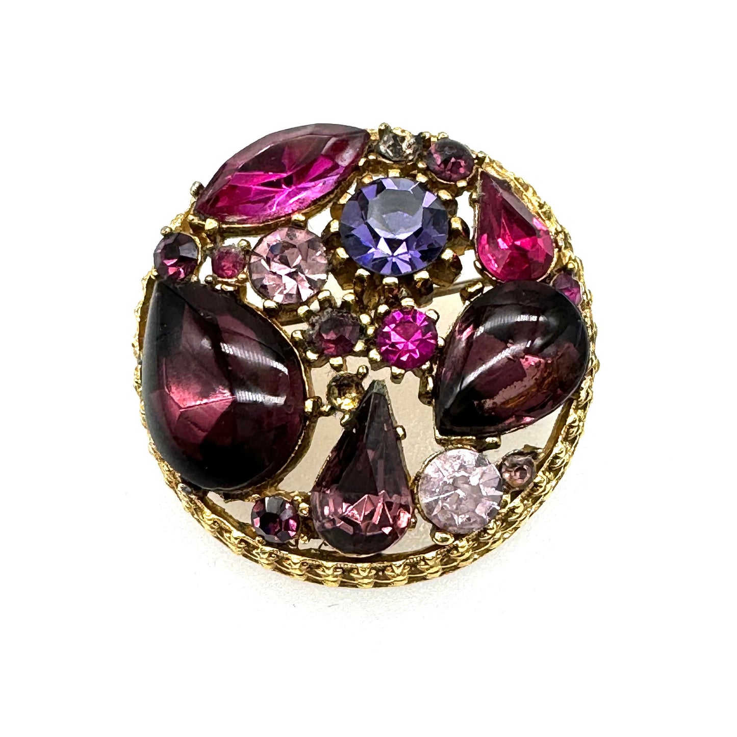 Sphinx A256 Purple Pink Rhinestone Cabochon Brooch